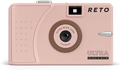 RETO Ultra Wide and Slim 35mm Reusable Daylight Film Camera - 22mm Wide Lens, Focus Free, Light Weight, Easy to Use (Pastel Pink)