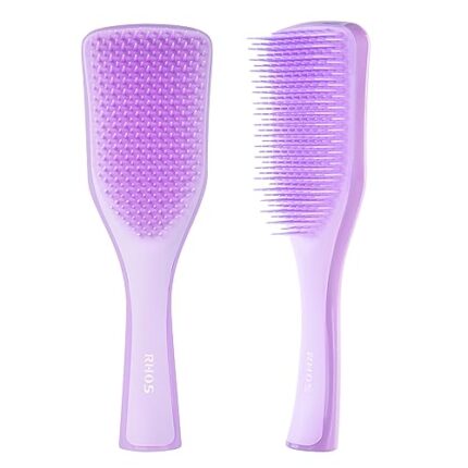 RHOS Detangler Hair Brush for Women,Men and Kids-No Pull Hair Brush for Smoothing/Detangling-Straight Bristles Hair Brush for Curly,Thick,Wavy,Thin,Wet&Dry Hair(1 Pack-Purple)