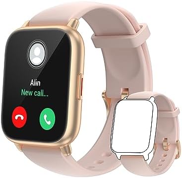 RUIMEN Smart Watch Answer/Make Calls Fitness Watch with Spare Strap Reloj Inteligente 1.7”Full Touch Smartwatchs for Women Men Heart Rate/Sleep Monitor Watch 100+ Sports IP68 Waterproof(Pink)