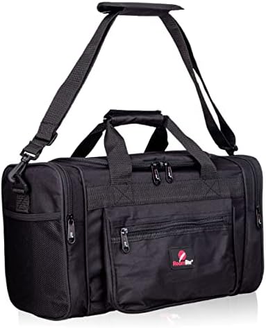 Roamlite United Airlines Personal Item of Hand Luggage Size Cabin Approved Travel Holdalls, Small Carry On Duffel Bags - 15 inch x10x8, Waterproof Polyester 20 Litre RL59K (Black)