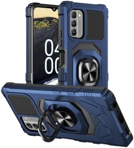 Rome Tech Cell Phone Protective Case for Nokia G100 / Nokia C300 - Heavy Duty Armor Cover with Kickstand - Military Grade Nokia G100 Magnetic Case - Blue