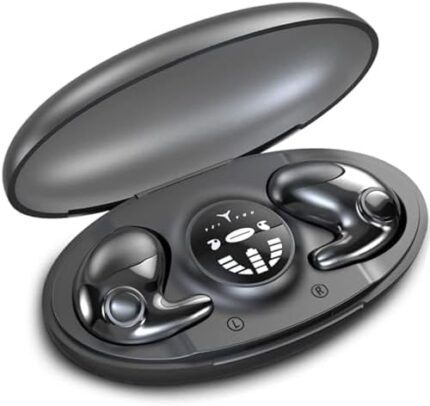 Ruoanun Invisible Sleep Wireless Earphone IPX5 Waterproof, Earbuds Wireless Bluetooth 5.3 Noise Cancelling Wireless Headphone, Built-in Mic,Type-C Fast Charging (Black)