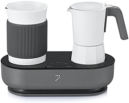 SEVEN&ME Espressor Machine black & white Coffee Maker, with Milk Froth All-in-One Espresso Machine Combination, Latte Cappuccino Macchiato Espresso Electric Moka Pot, One Click Smart Operation（8.66"）