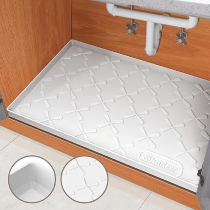 SIKADEER Under Sink Mat for Kitchen Waterproof, 34" x 22" Silicone Cabinet Liner Mat Bathroom Under Sink Organizer with Raised Edge Protector for Drips Leaks Spills Tray, Under Sink Matt for Kitchen