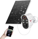SJCODE Security Camera Wireless Outdoor with Solar Panel for Home Security, 1080P HD Color Night Vision, PIR Motion Detection, Cloud Storage, 4 Spotlights, 2-Way Audio, Bullet Surveillance Cam