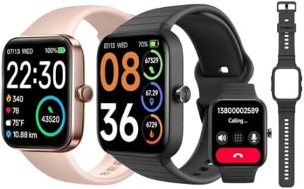 SKG Smart Watch for Women Men (Answer/Make Call), Alexa Built-in, Extra Black Band