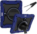 SLLMYYX Case for OnePlus Pad/Oppo Pad 2 11.61 inch 2023 Release, 360 Degree Swivel Kickstand Hand Shoulder Strap Shockproof Armor Grip Stand Protective Cover (Navy Blue)