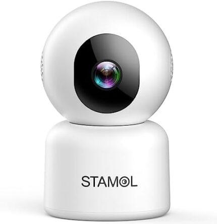STAMOL Security Camera Indoor, 2K Cameras for Home Security/Baby Monitor/Dog/Elderly, Smart 2.4G WiFi Pet Camera with Phone App, Motion Detection, Pan Tilt, 2 Way Audio, TF Card/Cloud Storage