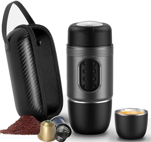 STARESSO Mini Travel Coffee Maker,2IN1 Portable Espresso Machine,Extra Small Manually STARESSO Mini Travel Coffee Maker,2IN1 Portable Espresso Machine,Extra Small Manually Operated Compatible Nespresso Capsules and Ground Coffee,Travel Gadgets Perfect for Travel,Camping,Hiking