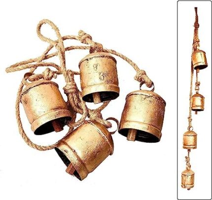 Shabby Chic Bells Rustic Hanging Jingle Christmas Tree Decor - Large Handmade Lucky Cow Bells Vintage Rustic Metal Tranquil Wind Chimes Solid Decorative Wall Hanging décor Home Decor Gifts