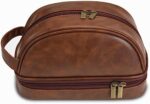 Shcnlery Personalized Mens Toiletry Bags for Traveling,Premium Quality Durable and Stylish Compact Mens Toiletry Bag for Grooming and Personal Care,Waterproof Leather Dopp Kit(Reddish Brown)
