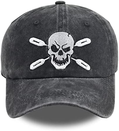 Skull Paddle Baseball Cap for Men Women, Embroidered Adjustable Washed Cotton Sun Outdoor Sport Hat