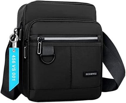 Small Men's Waterproof Messenger Bag - Ideal Crossbody Sling Purse Handbag for Work and School - Casual Black Shoulder Bag