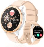 Smart Watch (Answer/Make Calls), Smartwatch with Heart Rate/Blood Oxygen/Sleep Monitor for iOS and Android Phones, Large Screen IP68 Waterproof Fitness Tracker Watch for Men and Women (1.39”, Gold)