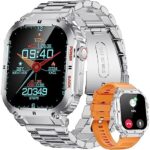 Smart Watch for Men Military Voice Assistant Make/Answer Calls Message Reminder 1.96in IPS Square Screen 400mAh Large Capacity Battery IP68 Waterproof Fitness Tracker Android iOS Rugged Smartwatch Men