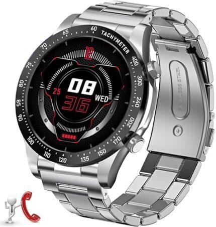 Smart Watch for Men(Answer/Dial Calls)，1.43" AMOLED HD Fitness Tracker with Sleep Heart Rate Monitor.107 Sports Modes,5ATM Waterproof Activity Trackers.Smartwatches for Android iOS.