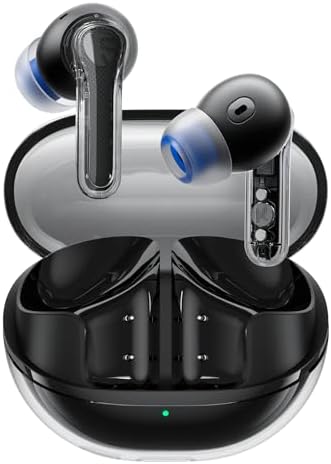 SoundPEATS Clear Wireless Earbuds Bluetooth 5.3 Earphone in Ear Buds, 12mm Drivers Dual Mic with ENC, Clear Calls, Game Mode, 40Hrs Playtime, IPX4, Transparent Design