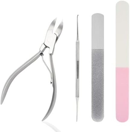 Stellmacher Toenail Clippers, Professional Nail Care Kit with Stainless Steel Nail Clipper, 4 Pieces Manicure & Pedicure Kit for Men and Women, Mens Grooming Kit
