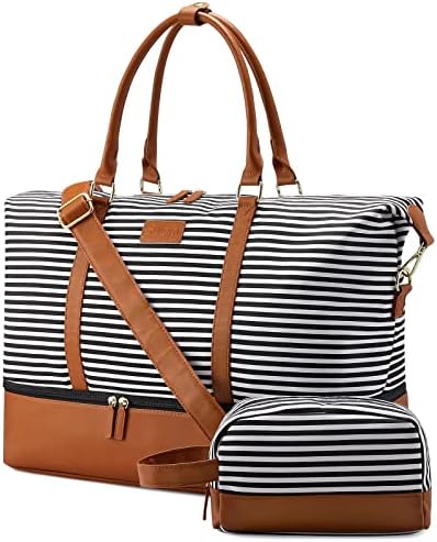 Sucipi Weekender Bags for Women Canvas Travel Duffle Bag with Shoe Compartment Overnight Bag Carry on Gym Duffel with Toiletry Bag for Traveling Weekend Hospital Bags for Labor and Delivery
