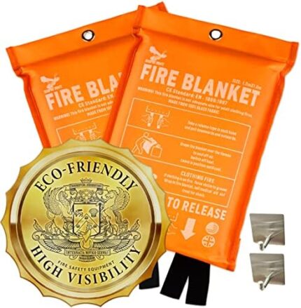 Supa Ant Emergency Fire Blanket for Home and Kitchen - 2 Pack 1500F High Visibility (Glow in The Dark) Smother Kitchen Fire Blanket - CE Certified Hero Fire Blankets Emergency for Home (40in)