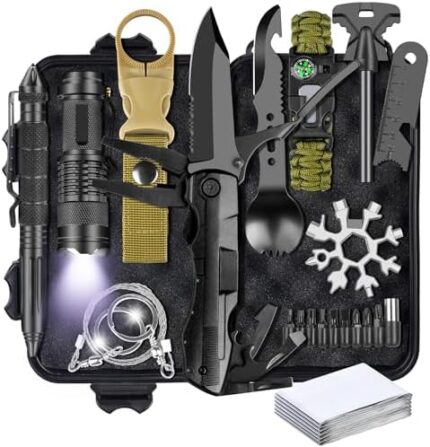 Survival Kits, Gifts for Men Dad Husband Him - 13-in-1 Survival Gear and Equipment, Stocking Stuffers for Man Christmas Birthday Gifts, Unique Cool Gadgets for Camping, Hiking, Hunting, Fishing