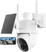 TMEZON Wireless Security Camera Outdoor, 2K Solar Security Camera with Pan Tilt 360° View, PTZ WiFi Control, Color Night Vision
