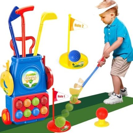TOY Life Kids Golf Clubs 3-5 Toddler Boys Golf Set Baby & Toddler Plastic Golf Clubs 3-5 Mini Golf Set for Kids Golf Cart Toys Sport Golf Game for Boys Girls Birthday Gift for 3 4 5 6 7 8 Years Old