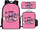 Tbupnci 3PCS Kids Large Capacity Kawaii Backpack with Lunch Box - Travel School Bag, Durable Laptop Backpack-Perfect for Outdoor Activities, Travel,Sports - Cute Fan Gift Set Style1