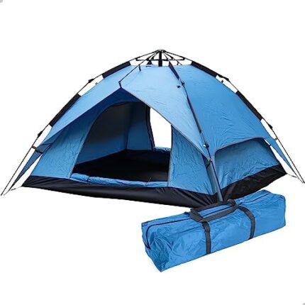Tent 3-4 Person Two Doors Double Layers Dual Purpose Automatic, Camping Tent, Easy to Assemble, Waterproof, Excellent Quality, it is a shelter for Difficult Seasons, to Sleep Very Well
