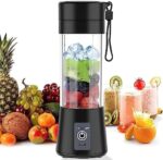 TopAufell portable blender usb rechargeable personal mixer mini blender fruit smoothies milkshakes with six blades in 3D,handheld blender suitable for travel,gym,outdoor sport(Green)