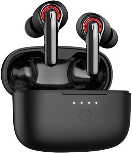 Tribit FlyBuds C1 Wireless Earbuds, Qualcomm QCC3040 Bluetooth 5.2, 4 Mics CVC 8.0 Call Noise Reduction 50H Playtime Clear Calls Volume Control True Wireless Bluetooth Earbuds Earphones, Black