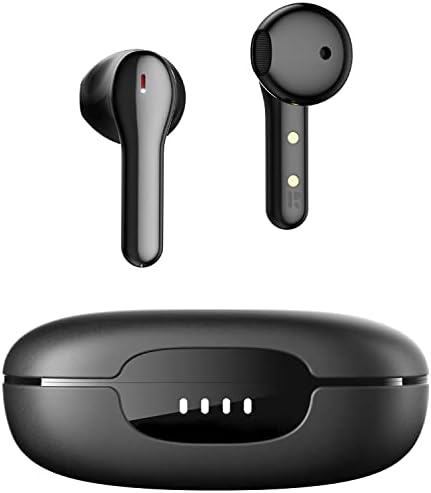 Tribit Wireless Headphones, Wireless Bluetooth Earbuds, Noise Canceling with 4 Microphone 32H Playtime, Waterproof Earphones for Music Calls School Work, Flybuds C2 Black