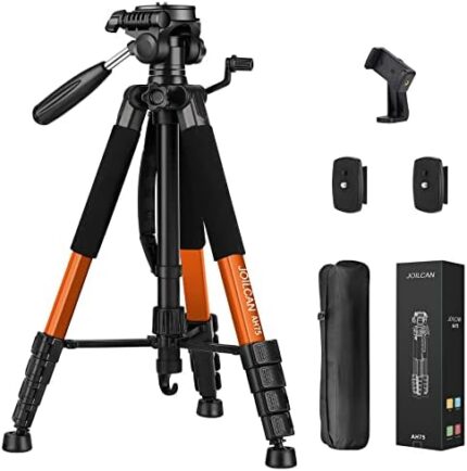 Tripod Camera Tripods, 74" Tripod Stand for Camera Phone, Heavy Duty Portable Travel Tripod, Laser Level Spotting Scope Binocular DSLR Cameras Tripod, Max Load 15 LB