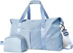 Tuwubi Travel Duffle Bag, Gym Bag for Women, Weekender Bag, Tote Bag, 45L Travel Duffel Bags with Small Pouch - Light Blue