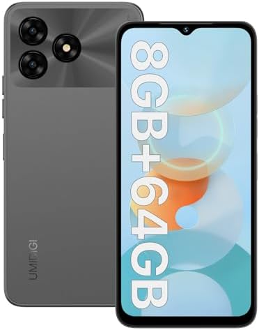 UMIDIGI Unlocked Cell Phone, G5A MTK Helio A22 4+4GB +64GB Android 13 Smartphone Unlocked with 6.52" Full Screen, 13MP+2MP+5MP AI Triple Camera, 5000mAh Battery Fast Charging Mobile Phones,Grey