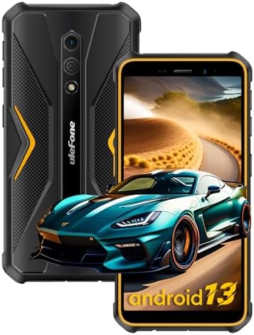 Ulefone Armor X12 Pro Rugged Phones Unlocked, 5.45 inch Screen, Android 13, 8GB + 64GB, 13MP + 8MP Waterproof Camera, 4860mAh Battery, Military Grade Smartphone, Face ID, NFC, OTG, WiFi - Orange