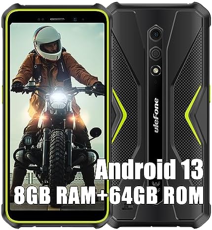 Ulefone Armor X12 Pro Rugged Smartphone Unlocked 2023, MTK Helio G36 8GB+64GB Android 13 Cell Phone, 13MP+8MP, 5.45" HD+, 4860mAh, Dual SIM 4G T-Mobile Rugged Phone, NFC GPS OTG FM,Green