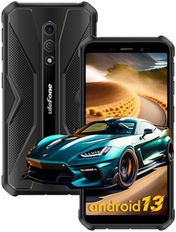 Ulefone Rugged Smartphone Armor X12 Pro, Waterproof Phones Unlocked, Octa-core Android 13, 8GB+64GB, Dual SIM Global 4G LTE, 4860mAh Battery, Face Recognition, Bluetooth, NFC, Compass - Black