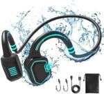 UooEA Bone Conduction Waterproof Swimming Headphones - IP68 Waterproof Swimming Headphones Inductive Open Ear Wireless Bluetooth Sports Headset with MP3 Play 16G Memory for Running Swimming(Blue)
