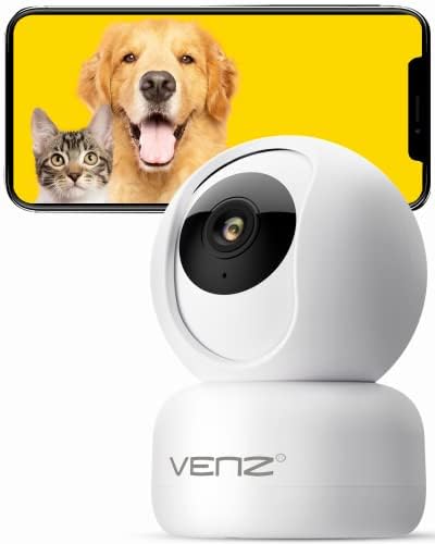 VENZ Indoor Camera,1080P Home Security Camera,360° PTZ Baby Monitor with Camera and Audio,2.4G WiFi Pet Dog Camera with Phone App,Smart Inside Cameras for House