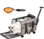 VEVOR Airline Approved Dog Cat Carrier with Wheels, Soft Rolling Pet Travel Carrier on Wheels Hold up to 22 LBS with Telescope Handle and Upgraded Wheels