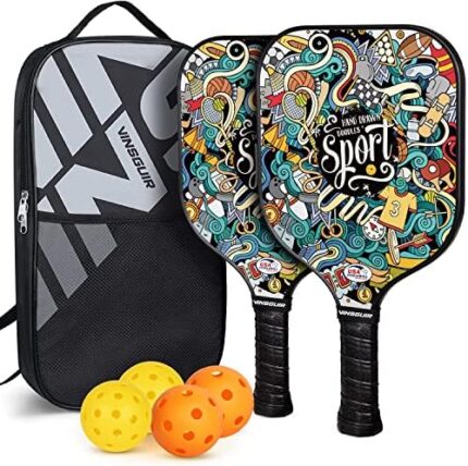 VINSGUIR Pickleball Paddles Set, USAPA Approved Pickleball Paddles Set of 2 with 4 Pickleball Balls and Bag, Pickleball Rackets Gifts for Women Men Beginners