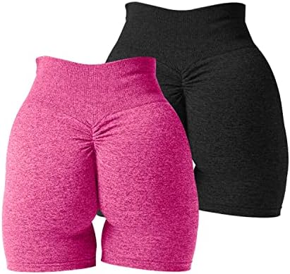 VOFANK 2 Piece Womens Workout Shorts Scrunch Butt Lifting High Waisted Seamless Gym Yoga Running Biker Booty Shorts