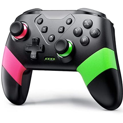 VOYEE Switch Controllers Compatible with Switch/Lite/OLED, Switch Pro Controller with Programming Motion Control Vibration, Updated Wireless Switch Controller with Wake-up Turbo Screenshot (Pink and Green)