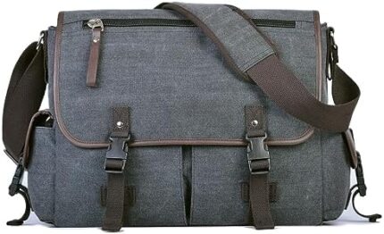 Vintage Canvas 15.6 inch Laptop Messenger Bag for Men Women, College Computer Satchel Shoulder Bag Travel Office Briefcases