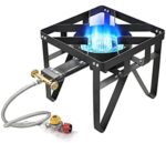 Vivicreate 185000 BTU Super Heavy Duty Square Outdoor Propane Gas Camping Range Camp Hiking Garden Grill Side Burner Stove Fish Turkey Fryer Estufa