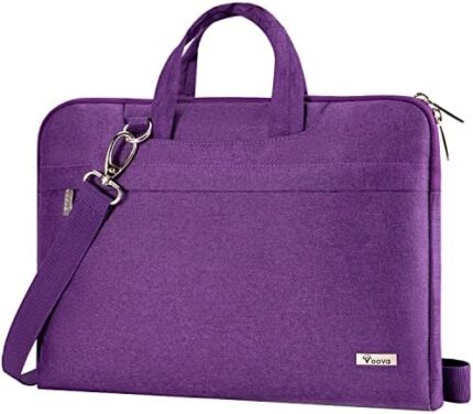 Voova 17 17.3 Inch Laptop Sleeve Case, Slim Women Men Shoulder Hand Bag Compatible with Razer Blade Pro 17, Lenovo Dell Asus Acer HP Notebook Messenger Briefcase with Strap, Waterproof, Purple