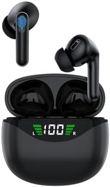 WERDEDE Wireless Earbuds Bluetooth V5.3 Noise Canceling Headphones 50H Playback with LED Display Charging Case Earphones IPX5 Waterproof Deep Bass Stereo Ear Buds with Mic for Android/iOS Phones