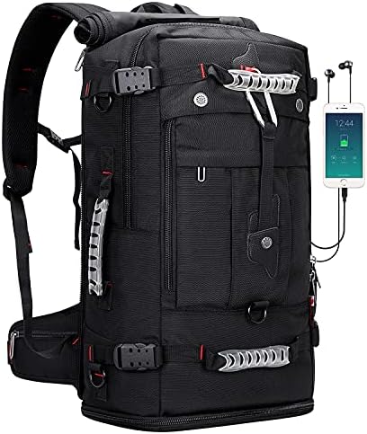 WITZMAN Travel Backpack for Men and Women Convertible Duffle Luggage Bag fit 17 Inch Laptop Carry On Bags for Airplane (B681 Black)