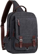 WOWBOX Sling Bag for Men Women Sling Backpack Laptop Shoulder Bag Cross Body Messenger Bag 13.3" 15.6" Laptop Tablet Black